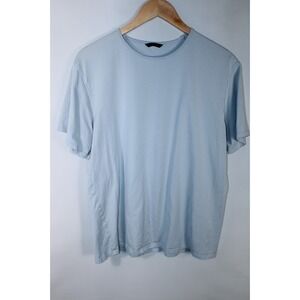 Massimo Dutti Men's Large Light Blue Round Neck Short Sleeve T-Shirt